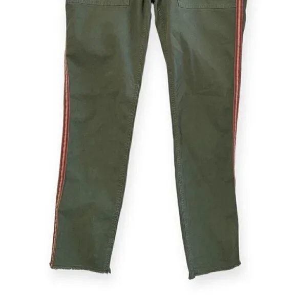 Nili‎ Lotan Jenna Pant With Side Tape, Camo Green with red tape, Size 0